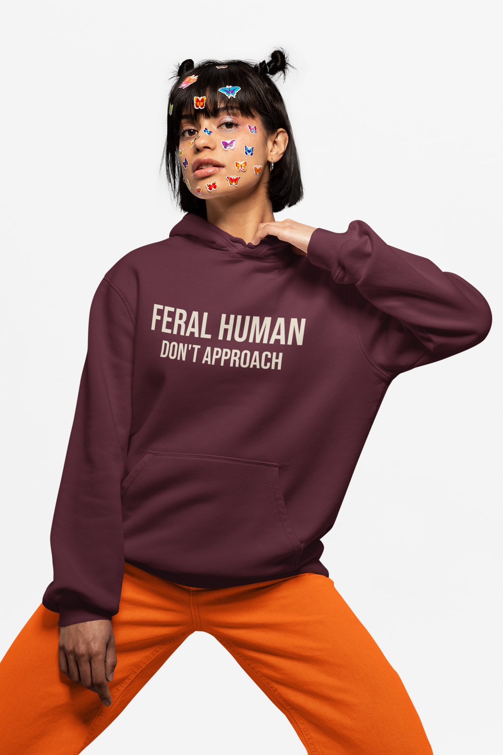 WILDER MENSCH (NICHT NÄHERN) KAPUZENPULLOVER